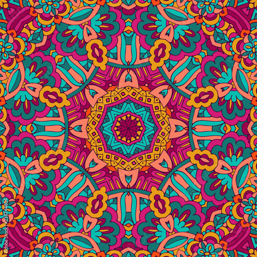 Abstract festive colorful mandala vector ethnic tribal pattern