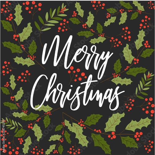 Merry Christmas happy New Year, mistletoe seamless pattern vector.