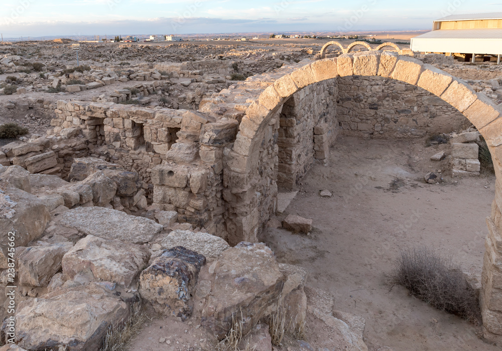 Remains of a Roman temple in ruins of historical archaeological site Umm ar-Rasas near Madaba city in Jordan Remains of a Roman temple in ruins of historical archaeological site Umm ar-Rasas near Madaba city in Jordan