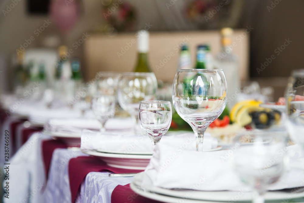 Served table in the restaurant 