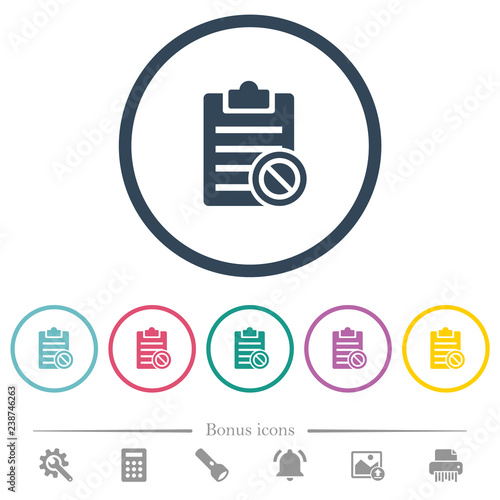 Note disabled flat color icons in round outlines