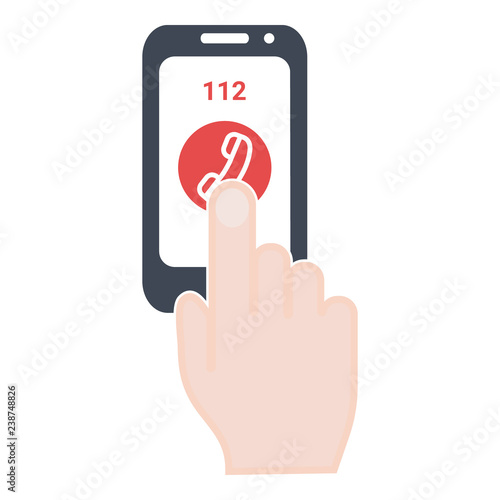 Emergency Concept Emergency Call On The Screen Of Phone. Isolated On A White Background. Vector Icon Illustration. Unique Pattern Design For Brochures, Web, Printed Materials, Logos