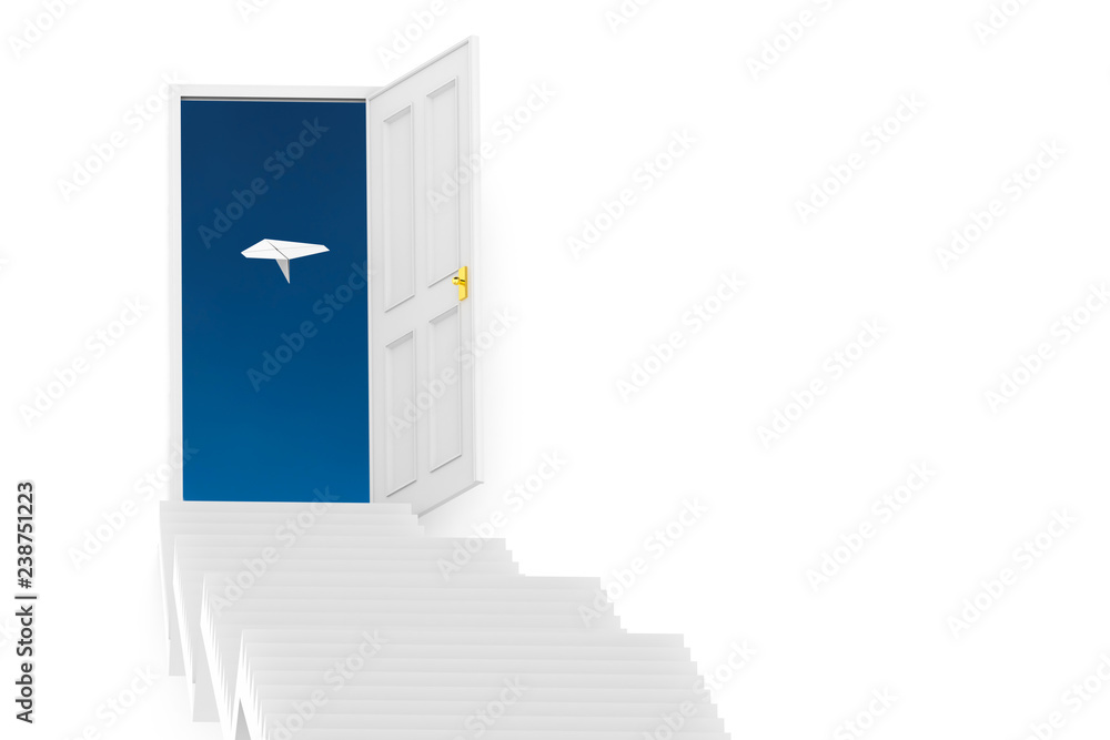 青空へ開く扉と紙飛行機のイラストcg Stock Illustration Adobe Stock