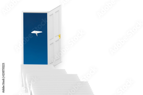 青空へ開く扉と紙飛行機のイラストcg Stock Illustration Adobe Stock