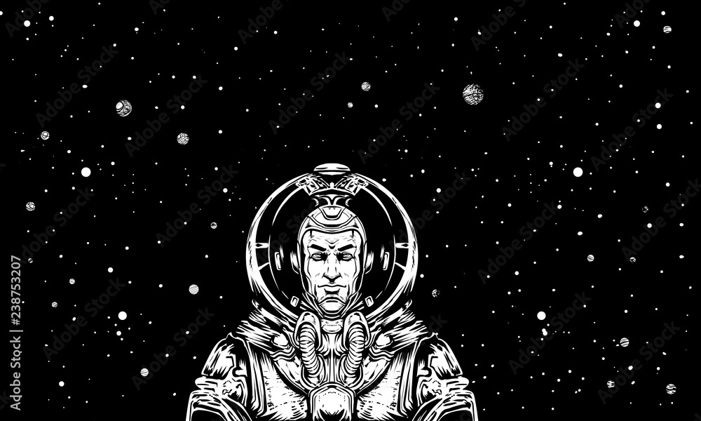 Fototapeta premium astronaut in black skies with stars