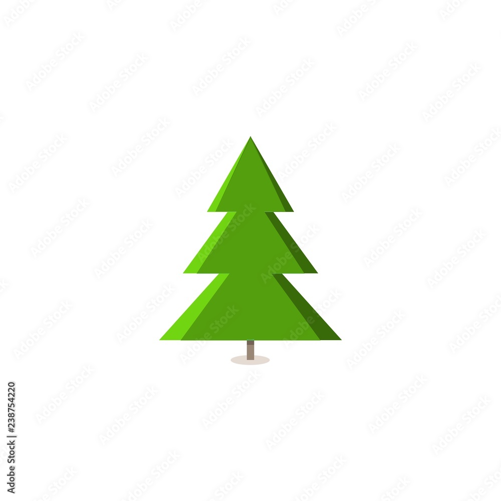 Silhouette design green spruce on white background. Christmas tree sign. Symbol of winter, decoration and Christmas holiday season. Isolated graphic element. Flat vector image. Vector illustration. Silhouette design green spruce on white background. Christmas tree sign. Symbol of winter, decoration and Christmas holiday season. Isolated graphic element. Flat vector image. Vector illustration.