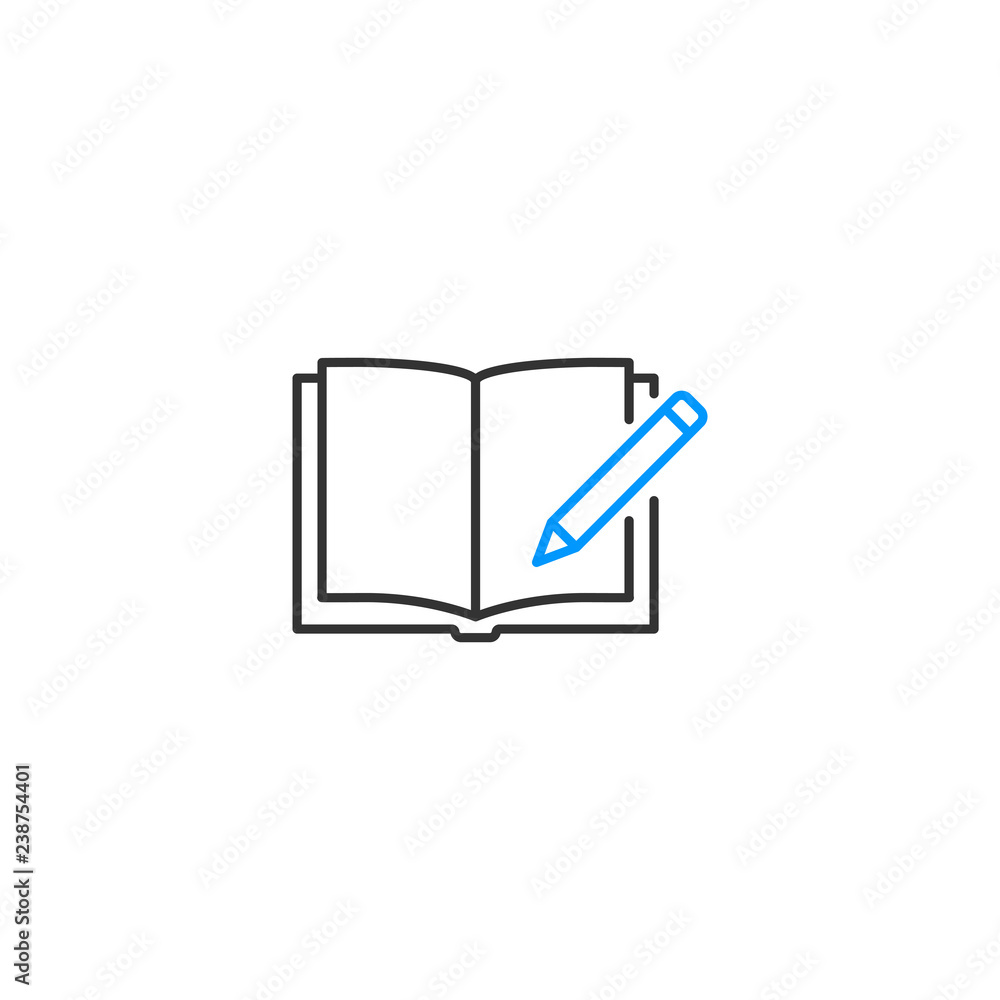 Copywriting, open textbook with pencil vector icon Copywriting, open textbook with pencil vector icon