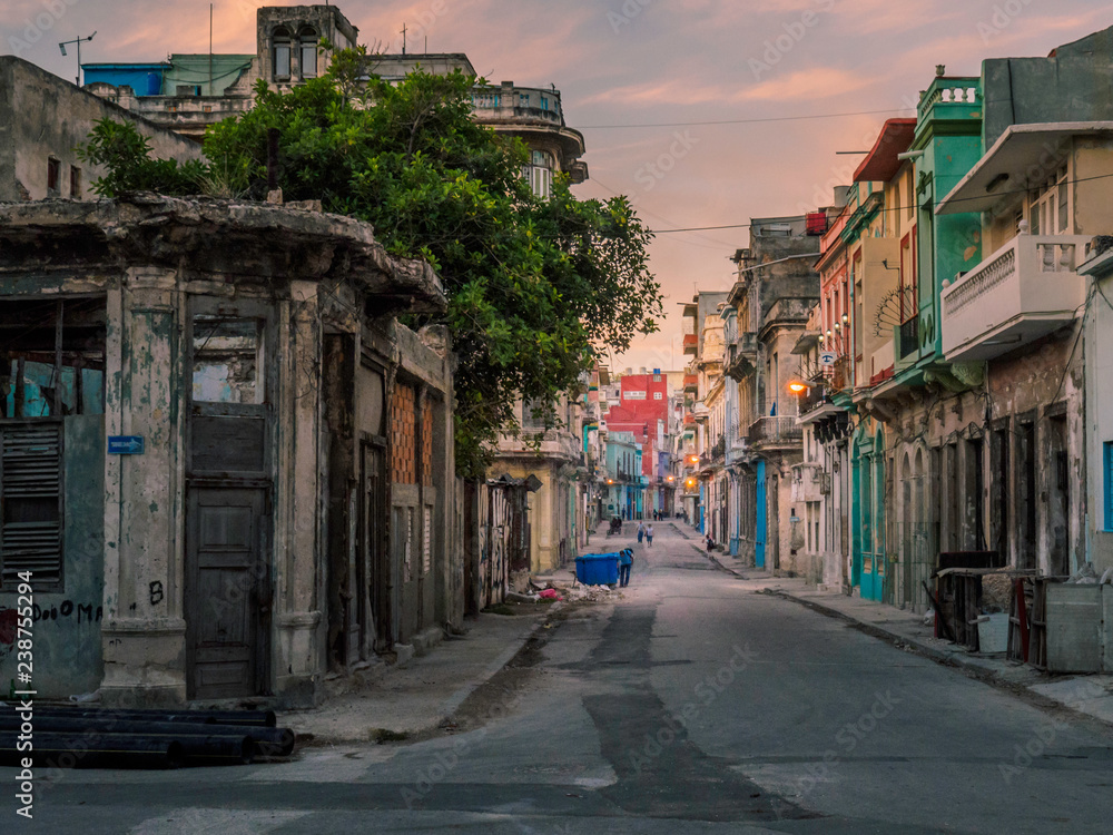 narrow street in cuba