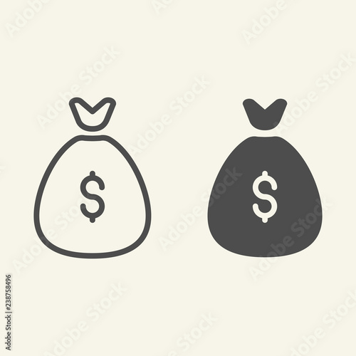 Money bag line and glyph icon. Investment vector illustration isolated on white. Savings outline style design, designed for web and app. Eps 10.