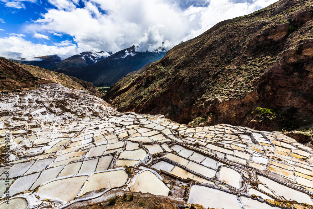 Salt mines on the slopes of the Andes