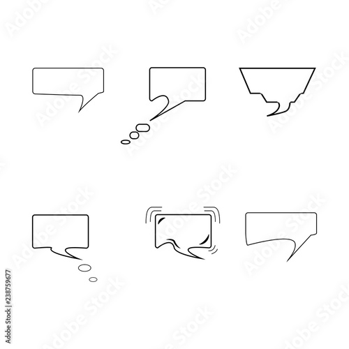 Comics for sound speech effect bubbles isolated on white background illustration. Monochrome silhouette frame for inscriptions. Humorous bubbles comic set for cloud speech. Vector illustration