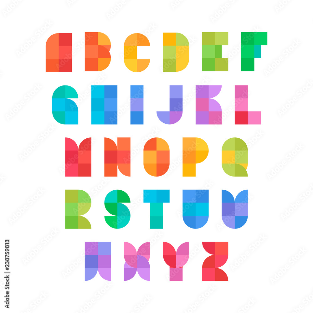 Vector Geometric Alphabet in Flat Geometric Style Vector Geometric Alphabet in Flat Geometric Style