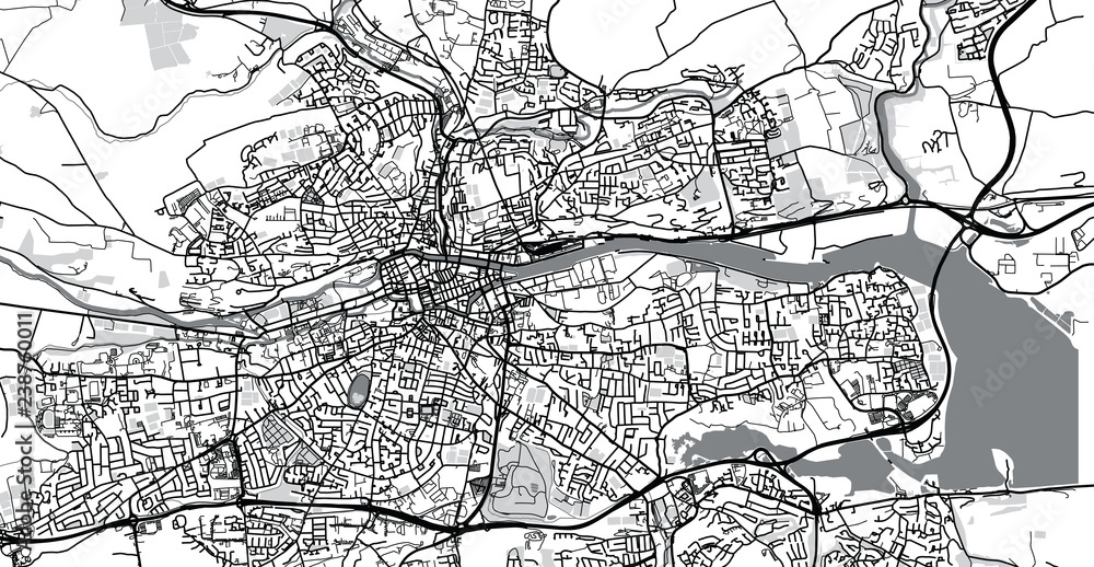 Naklejka premium Urban vector city map of Cork, Ireland