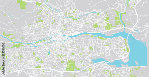 Urban vector city map of Cork, Ireland