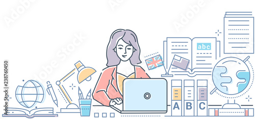 Translation - modern line design style colorful illustration