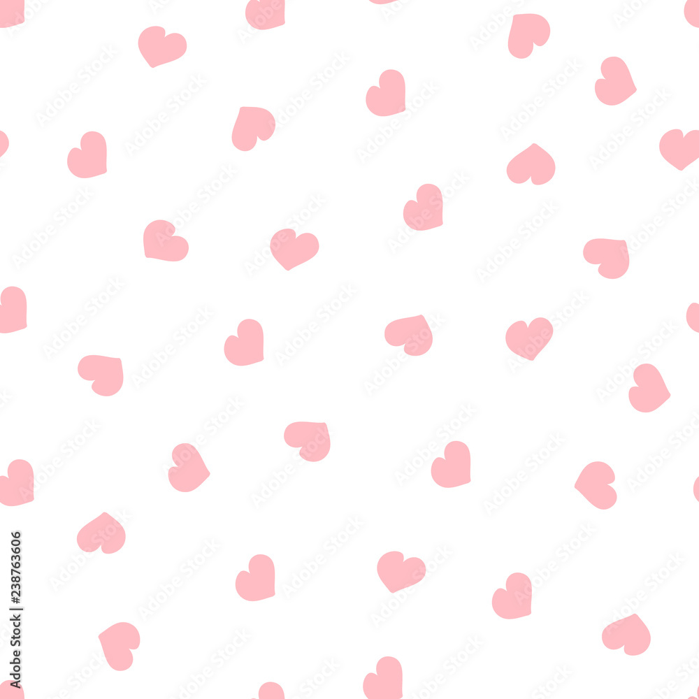 Vector seamless pattern for Valentine's Day. Cute hand drawn hearts on white background