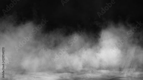 Fotografia Fog and mist effect on black background. Smoke texture