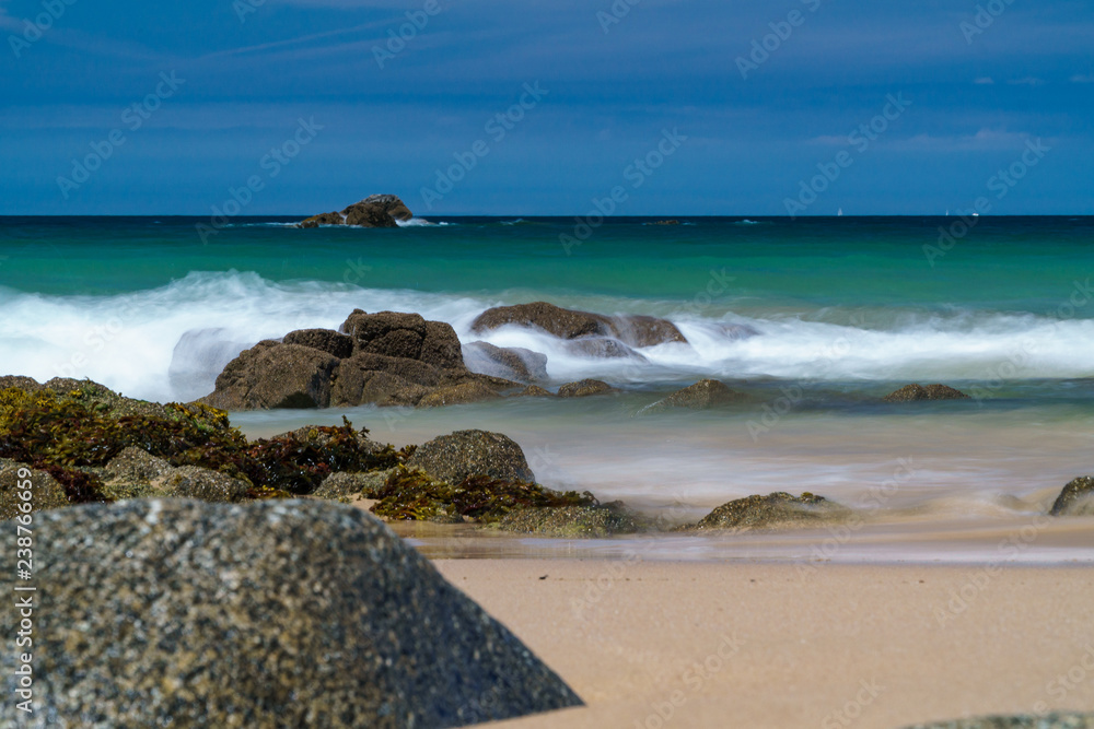 long exposure beach rocks sea