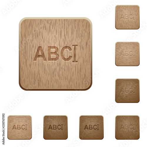 Typing text with cursor wooden buttons