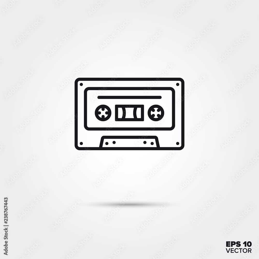 Music cassette vector line icon Music cassette vector line icon