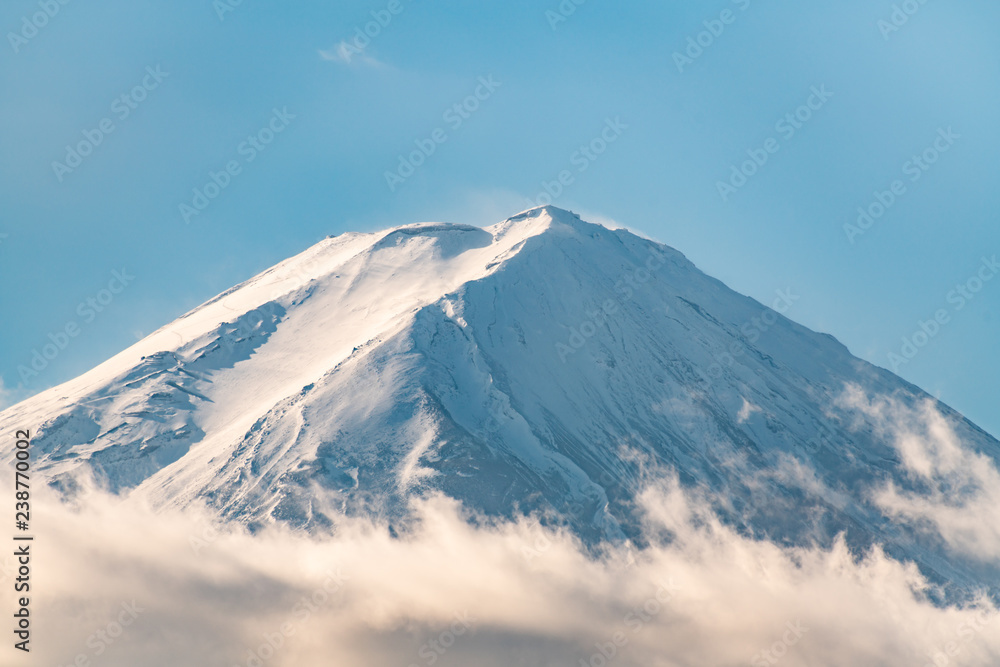 close up mount fuji from lake kawaguchi side, Mt Fuji view from the lake