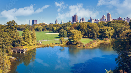 Turtle Pond and the Great Lawn in Central Park, New York City, USA