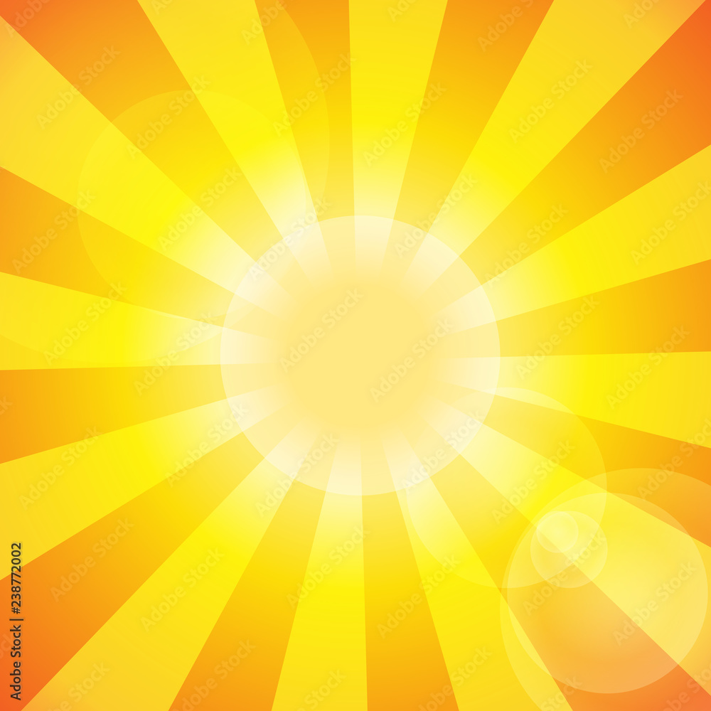 Vector : Sun and lens flare on orange background Vector : Sun and lens flare on orange background