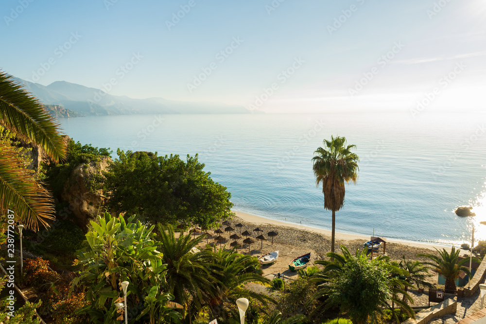 views of the nerja beaches from the balcony of europe in Nerja (Malaga)