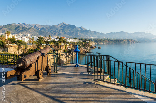 views of the Nerja beaches from the balcony of europe in Nerja (Malaga) photo