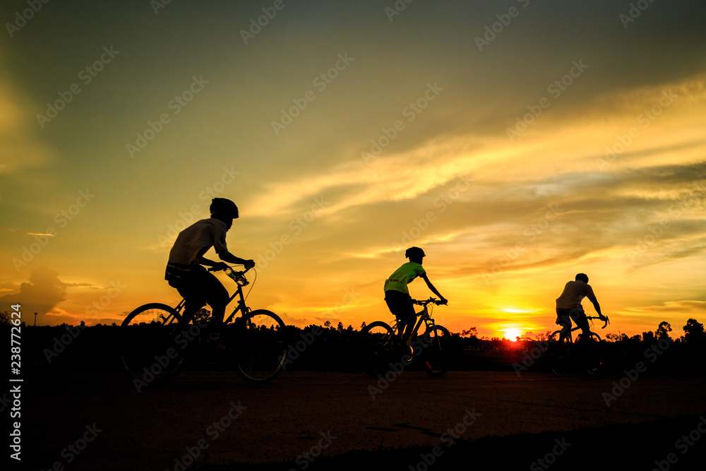 silhouette of cyclist