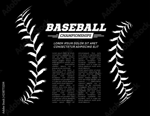 Baseball ball text frame on black background. Vector