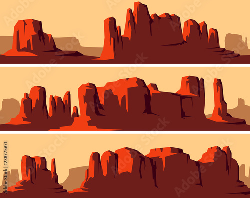 Stylized horizontal banners of wild west desert.