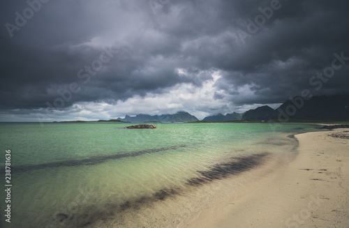 Sandbotnen bay near Fredvang, Lofoten island, Norway. photo