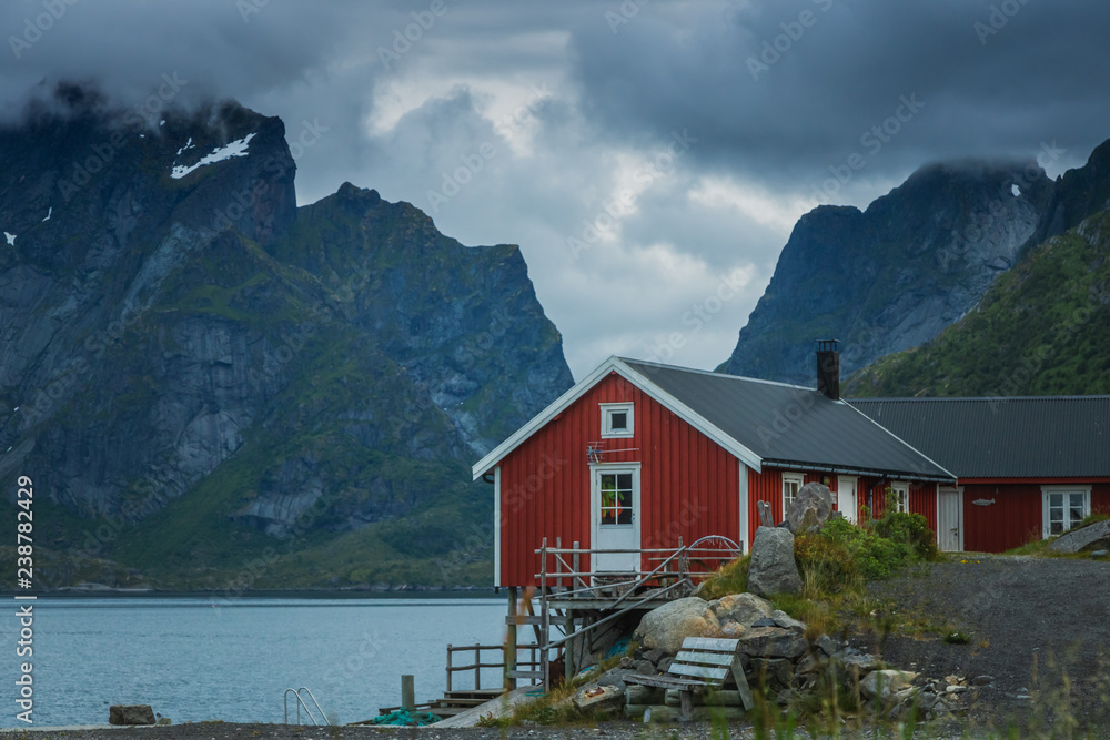 Naklejka premium Reine village on Lofoten in early morning light.