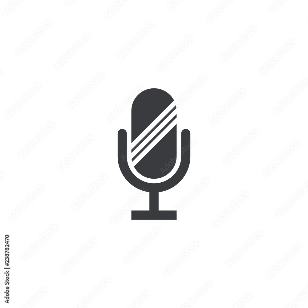 Microphone icon. Vector recorder symbol. Microphone shape. Record sign. Interface button. Element for design search app chat messenger or website Microphone icon. Vector recorder symbol. Microphone shape. Record sign. Interface button. Element for design search app chat messenger or website