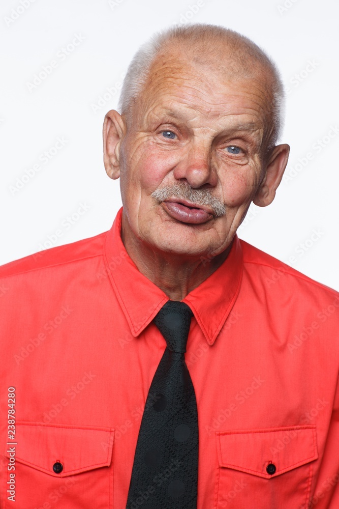 Expression senior man over white background Expression senior man over white background