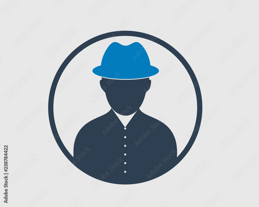 Detective Icon. Man symbol cap in head sign.
