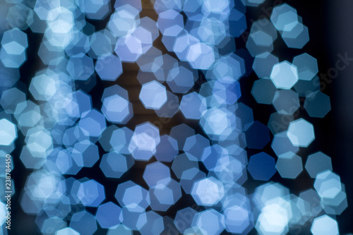 BLUE abstract bokeh background with glitter lights for Christmas and New year