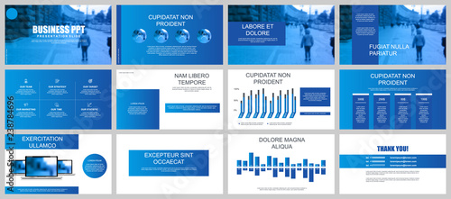 Business presentation slides templates from infographic elements. Can be used for presentation, flyer and leaflet, brochure, corporate report, marketing, advertising, annual report, banner, booklet.
