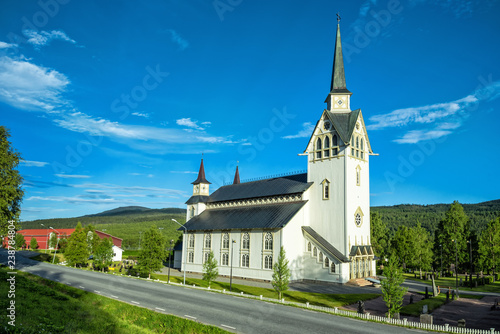 Beautiful Duved church in summer view