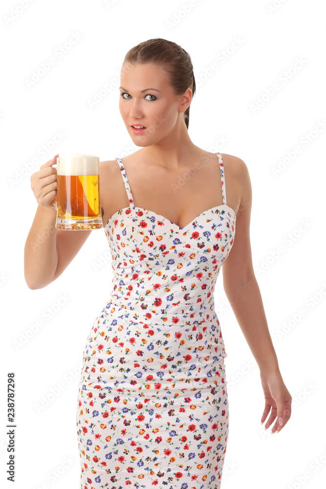 Young beautiful girl with mug of light beer Young beautiful girl with mug of light beer