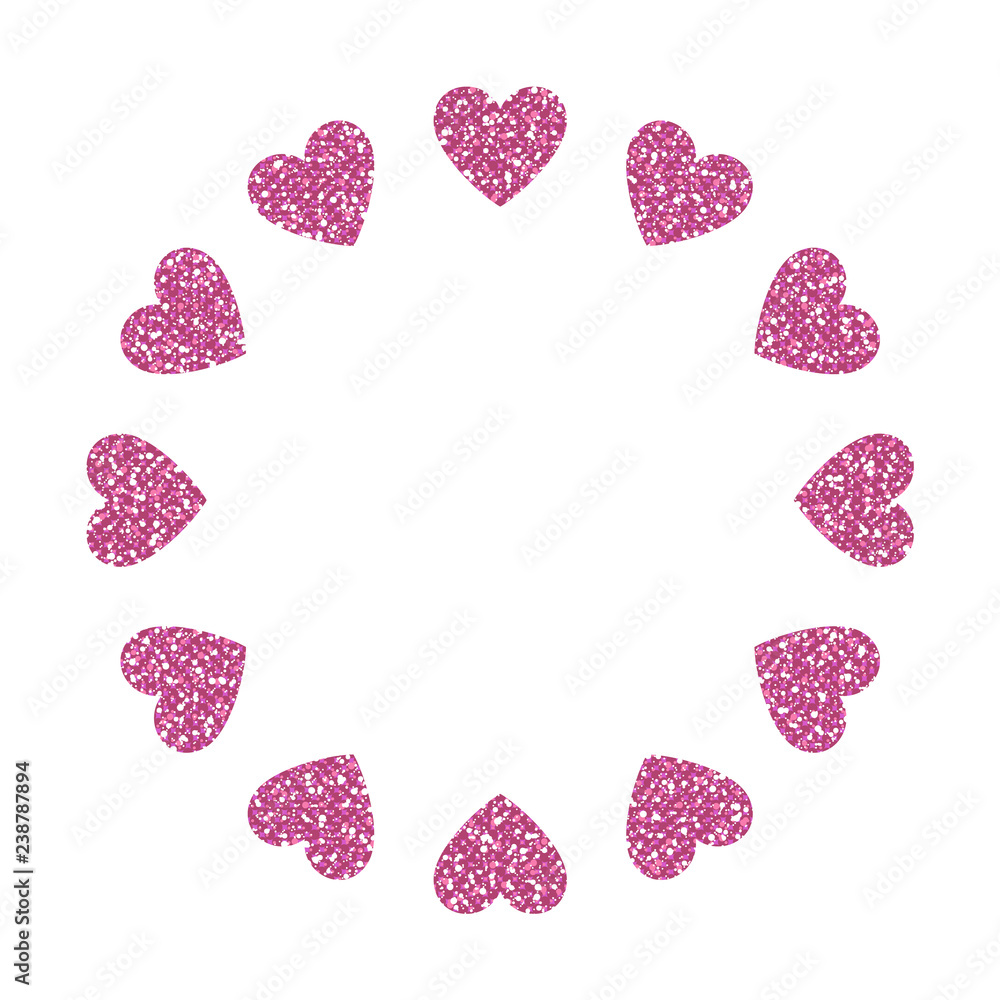 Heart Frame. Cute Pink Glitter. Vector