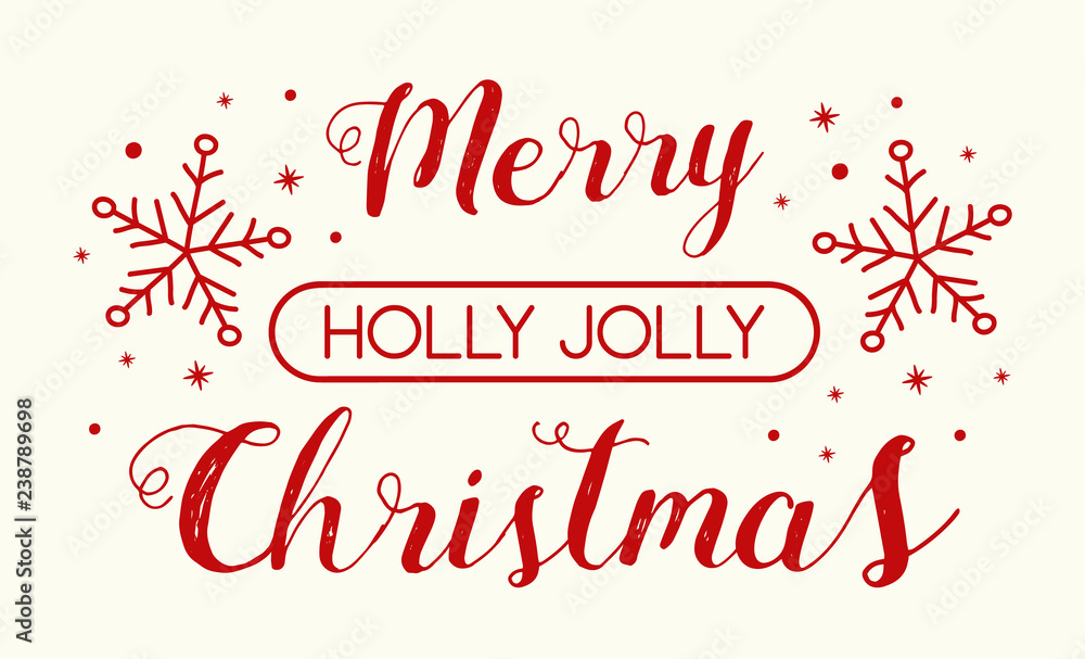 Christmas greeting card with text and decorations. Vector.