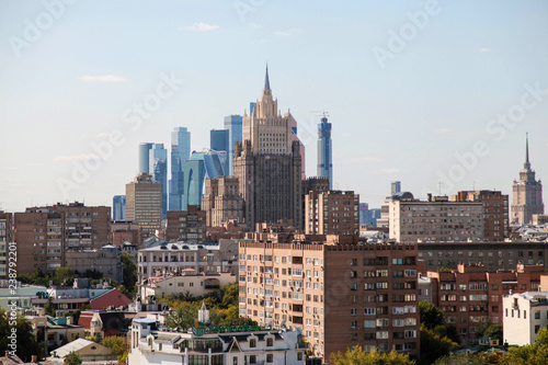 Moscow, Russia- August 17, 2018: Beautiful Moscow cityscape - top view