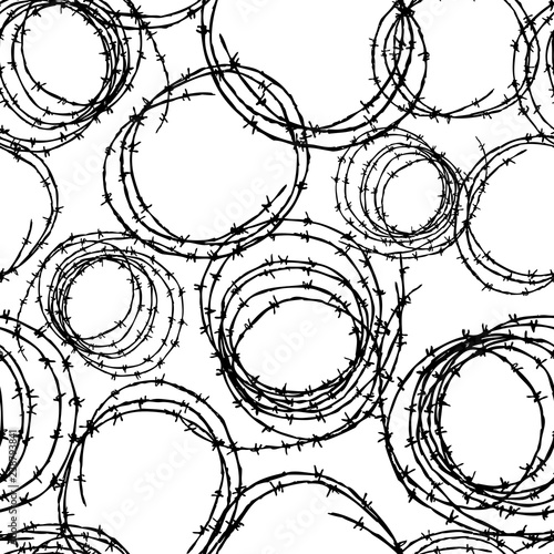 Seamless pattern of hanks of barbed wire