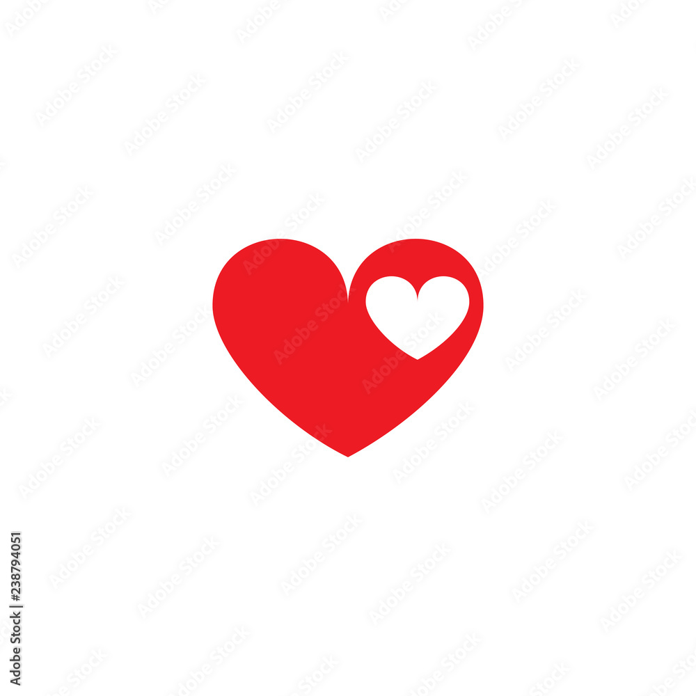Vector picture of two hearts. Set of vector icons. Great mutual love. Flat design.