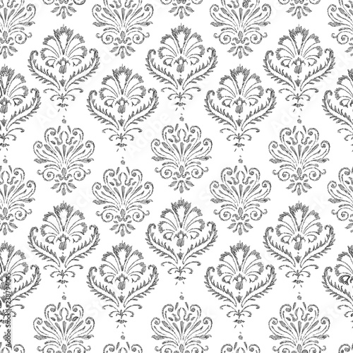 Seamless pattern of sketches of decorative vintage elements