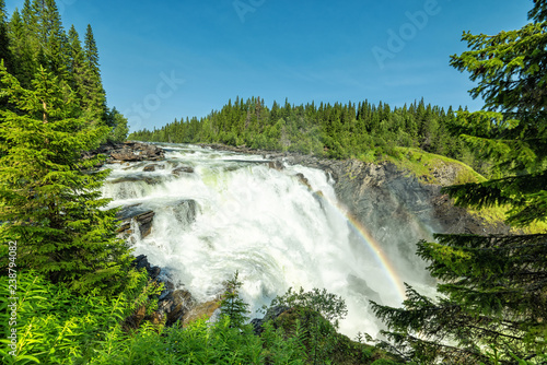Summer natural frame with Tannforsen waterfall