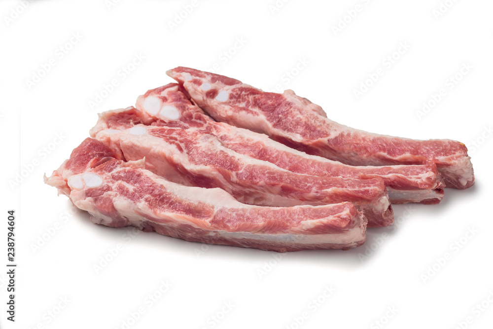 Sticky spare ribs on a white background with copy space. Sticky spare ribs on a white background with copy space.