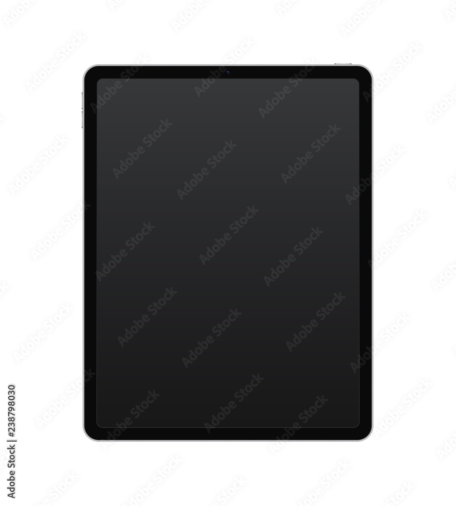 Concept of black tablet with camera and sound and power buttons. Isolated on transparent background, vector quality illustration. Concept of black tablet with camera and sound and power buttons. Isolated on transparent background, vector quality illustration.
